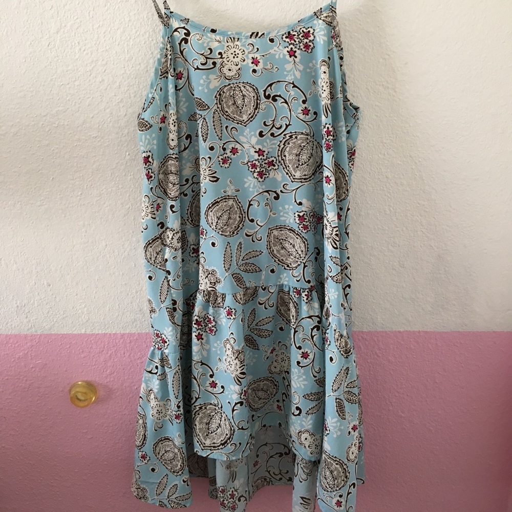 blue floral dress